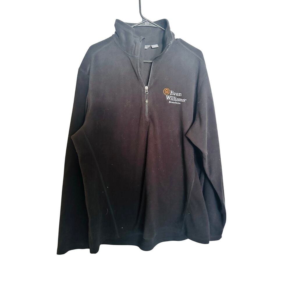 EDDIE BAUER Black Men’s 1/2 Zip Up Microfleece Evan Williams Logo Jacket sz XL